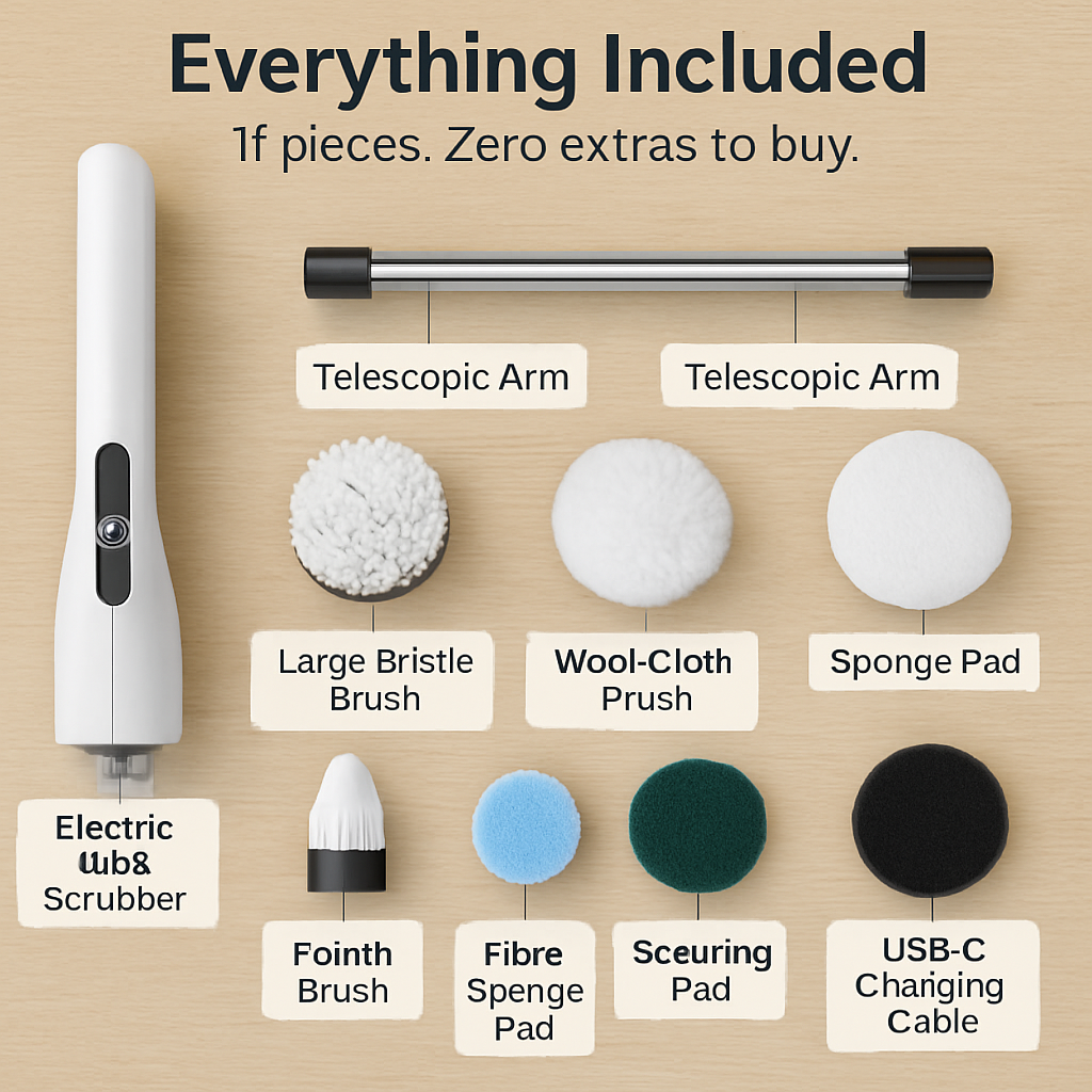 Electric Spin Scrubber Cordless Telescopic Cleaning Brush