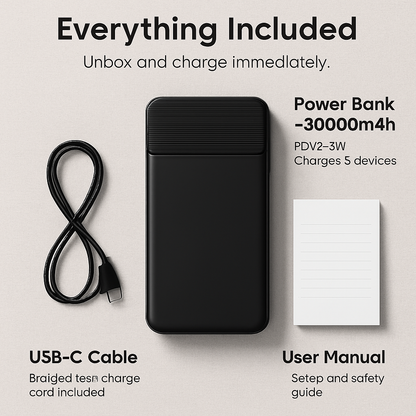 30000mAh Fast Charging Power Bank for Travel